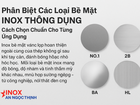 Phân Biệt Các Loại Bề Mặt Inox Thông Dụng – Cách Chọn Chuẩn Cho Từng Ứng Dụng